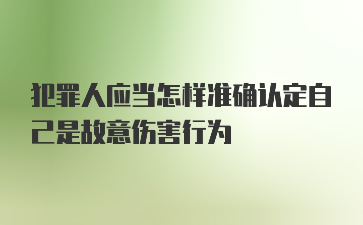 犯罪人应当怎样准确认定自己是故意伤害行为