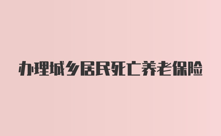 办理城乡居民死亡养老保险