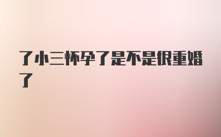 了小三怀孕了是不是很重婚了