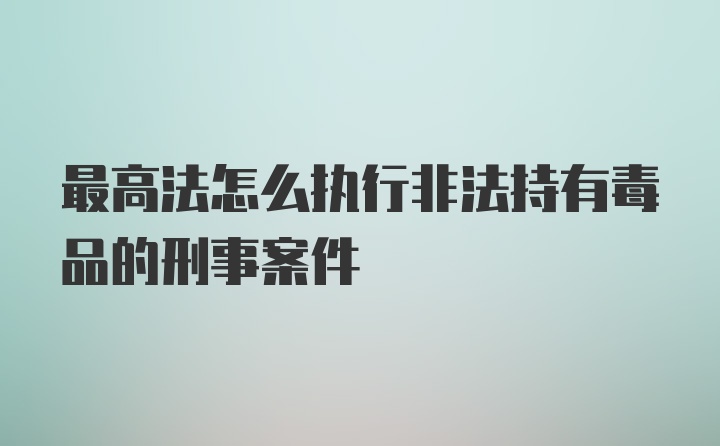 最高法怎么执行非法持有毒品的刑事案件