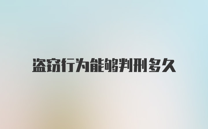 盗窃行为能够判刑多久