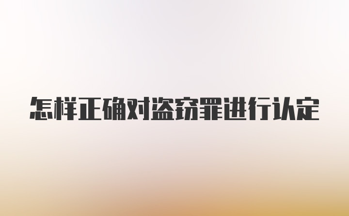 怎样正确对盗窃罪进行认定