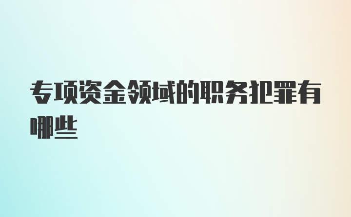 专项资金领域的职务犯罪有哪些