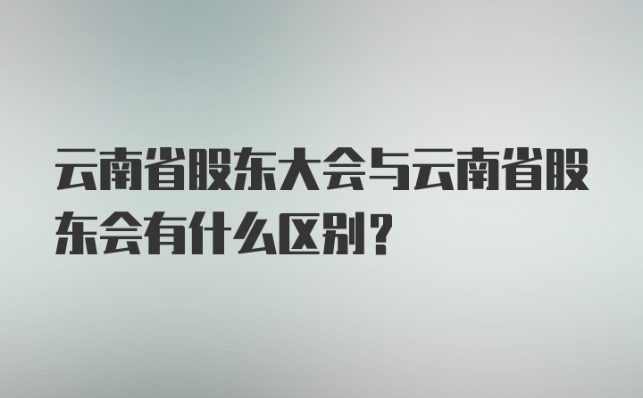 云南省股东大会与云南省股东会有什么区别？