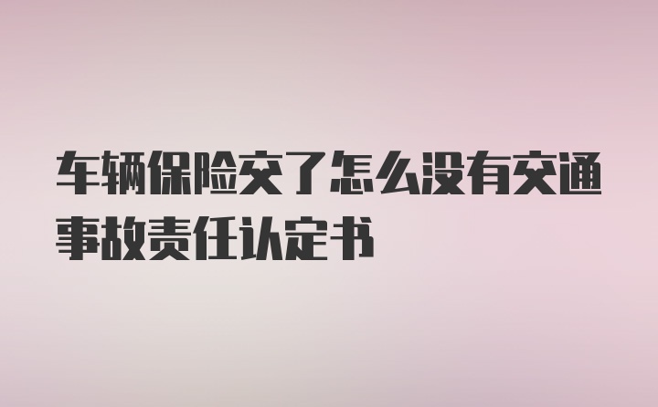 车辆保险交了怎么没有交通事故责任认定书