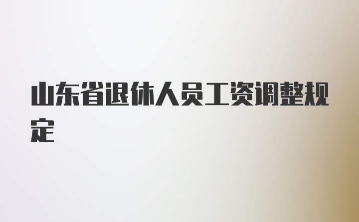 山东省退休人员工资调整规定