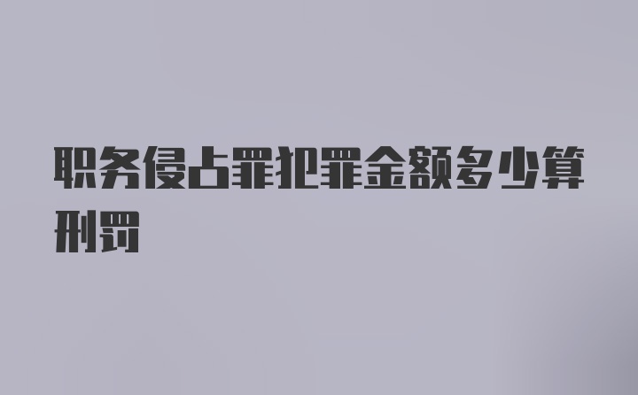 职务侵占罪犯罪金额多少算刑罚