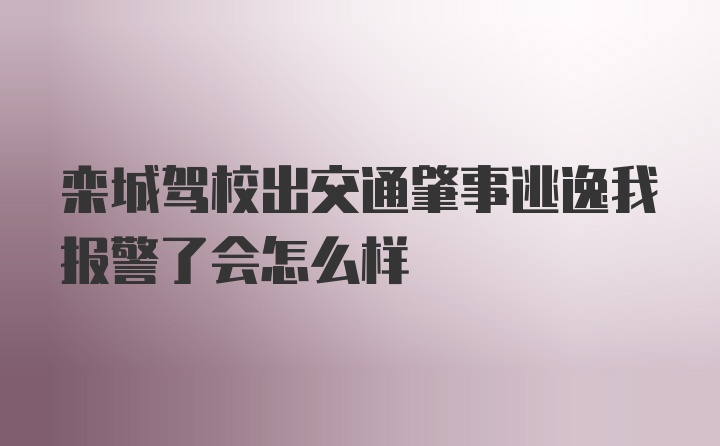 栾城驾校出交通肇事逃逸我报警了会怎么样