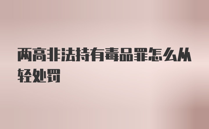 两高非法持有毒品罪怎么从轻处罚