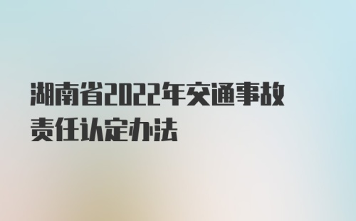 湖南省2022年交通事故责任认定办法