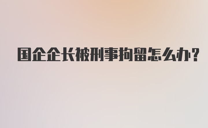 国企企长被刑事拘留怎么办？