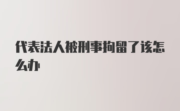 代表法人被刑事拘留了该怎么办