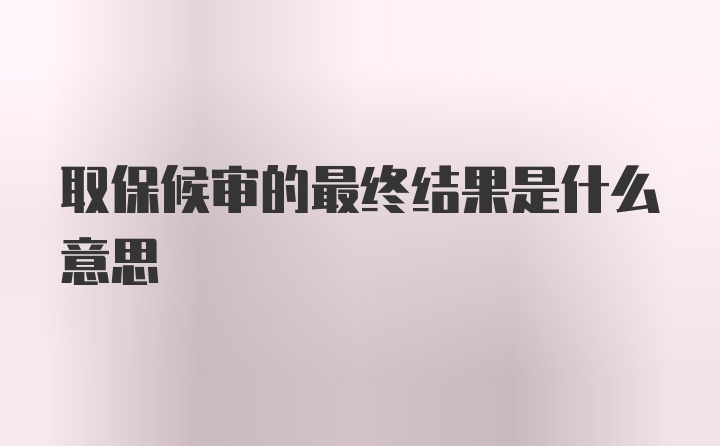 取保候审的最终结果是什么意思