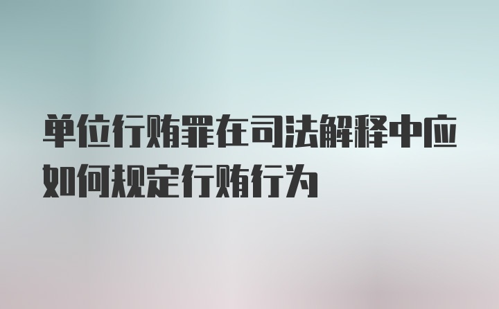 单位行贿罪在司法解释中应如何规定行贿行为