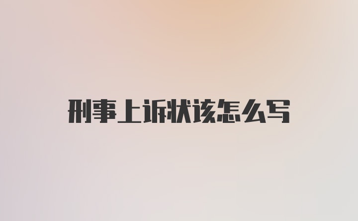 刑事上诉状该怎么写