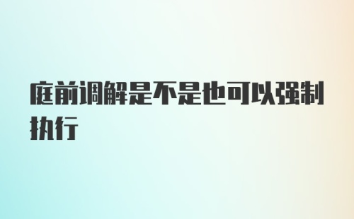 庭前调解是不是也可以强制执行