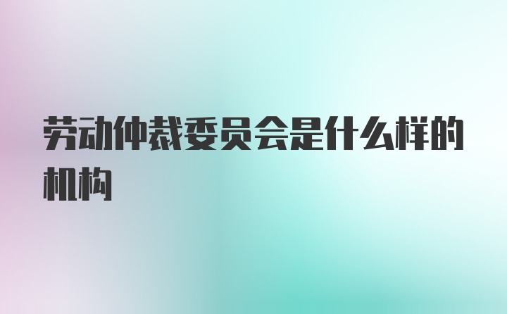 劳动仲裁委员会是什么样的机构