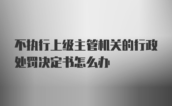 不执行上级主管机关的行政处罚决定书怎么办