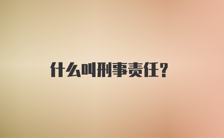 什么叫刑事责任？