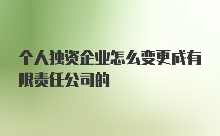 个人独资企业怎么变更成有限责任公司的