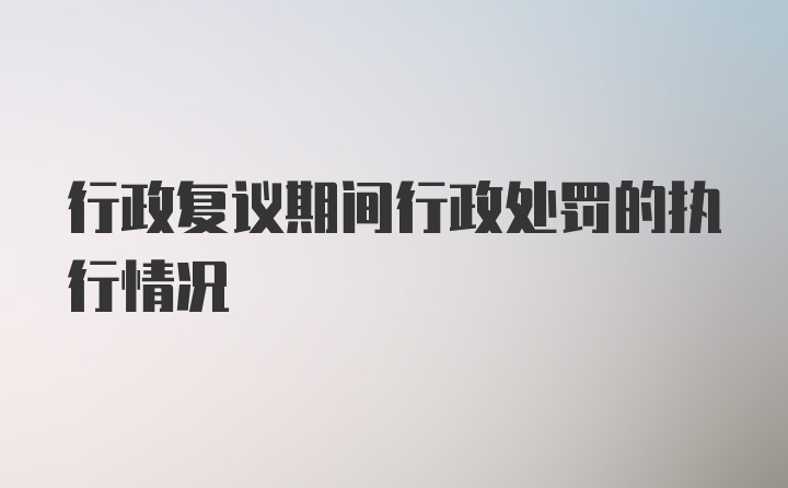 行政复议期间行政处罚的执行情况