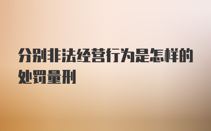 分别非法经营行为是怎样的处罚量刑