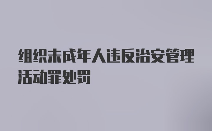 组织未成年人违反治安管理活动罪处罚