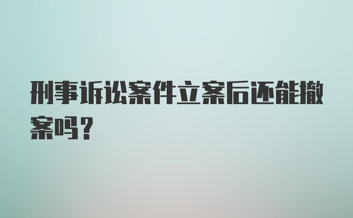 刑事诉讼案件立案后还能撤案吗？