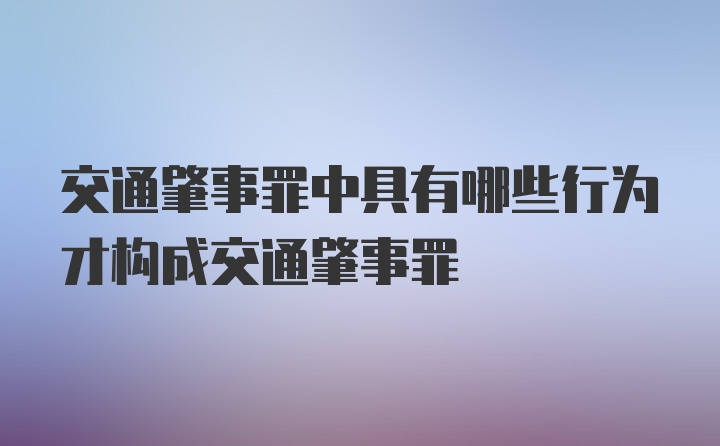 交通肇事罪中具有哪些行为才构成交通肇事罪