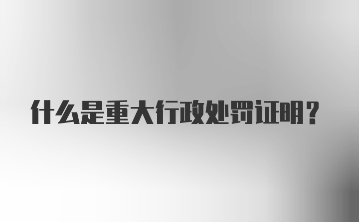 什么是重大行政处罚证明？