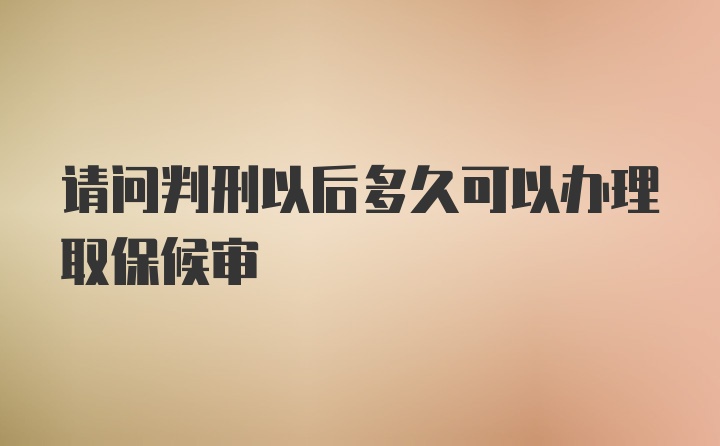 请问判刑以后多久可以办理取保候审