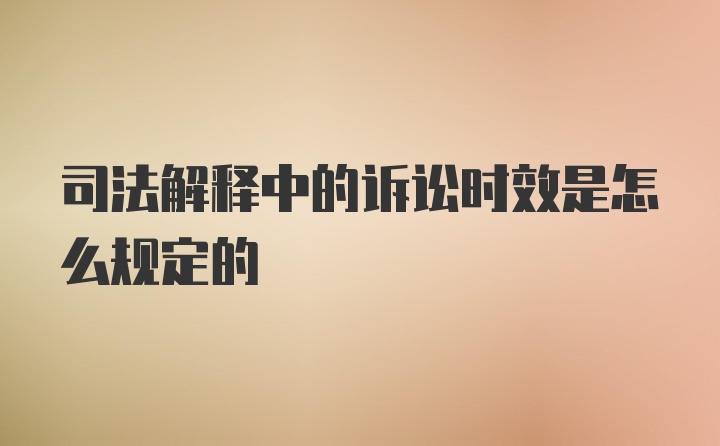 司法解释中的诉讼时效是怎么规定的