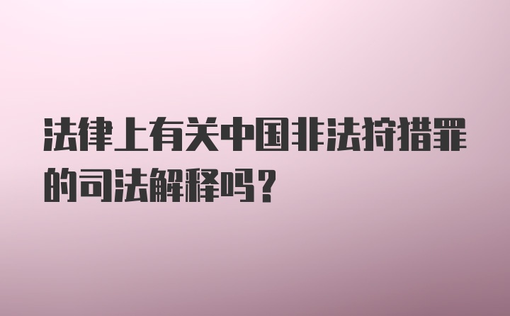 法律上有关中国非法狩猎罪的司法解释吗？