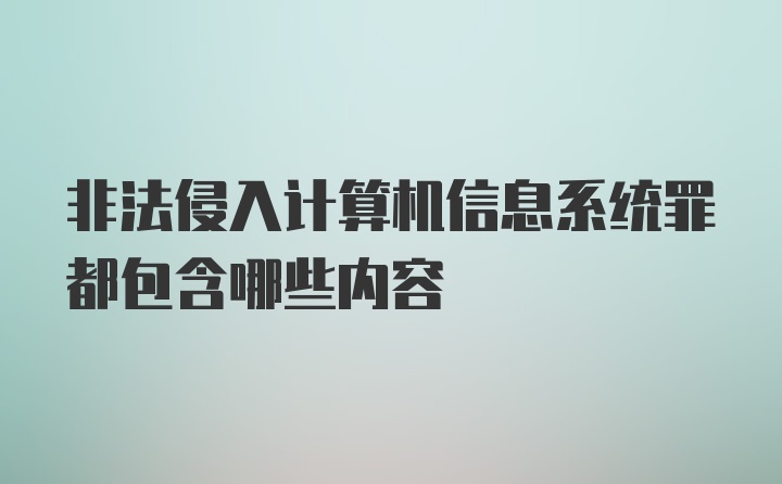 非法侵入计算机信息系统罪都包含哪些内容