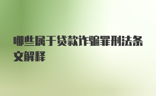 哪些属于贷款诈骗罪刑法条文解释