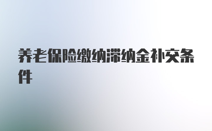 养老保险缴纳滞纳金补交条件