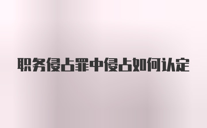 职务侵占罪中侵占如何认定