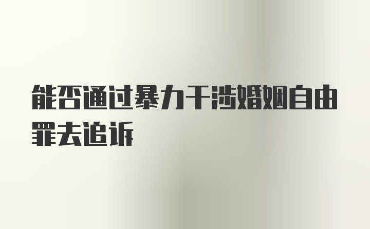 能否通过暴力干涉婚姻自由罪去追诉