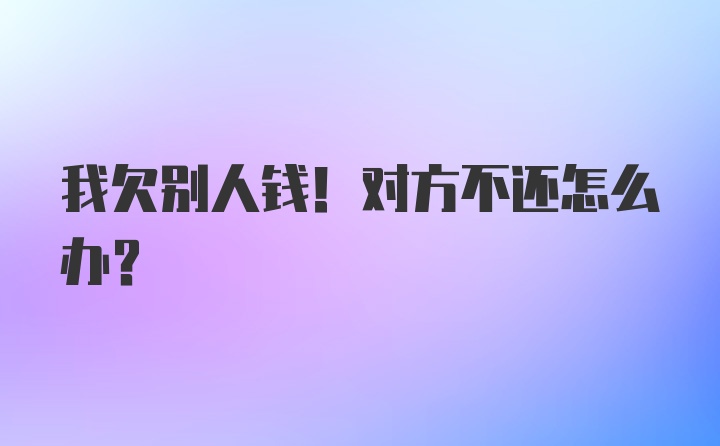 我欠别人钱！对方不还怎么办？