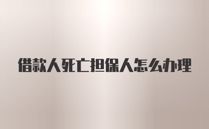 借款人死亡担保人怎么办理