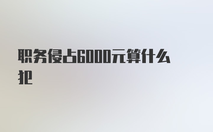 职务侵占6000元算什么犯