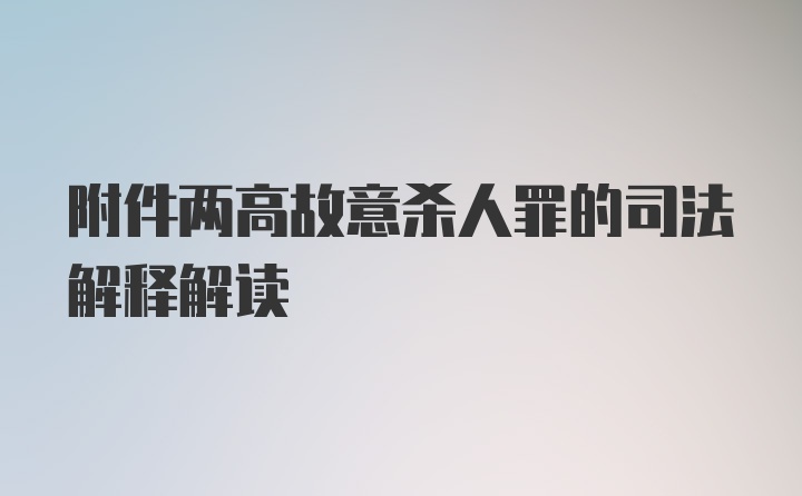 附件两高故意杀人罪的司法解释解读