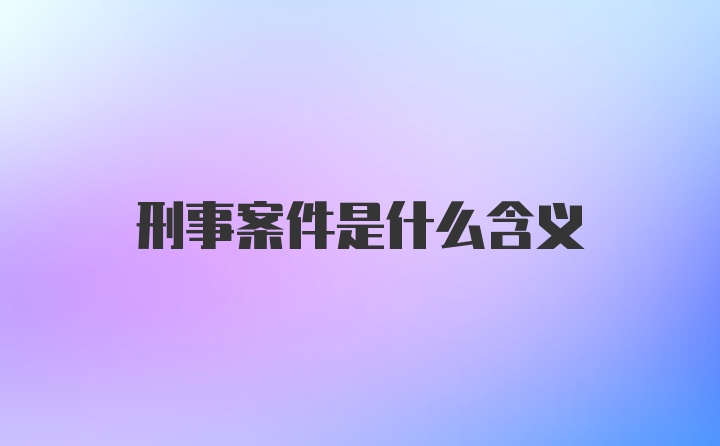 刑事案件是什么含义