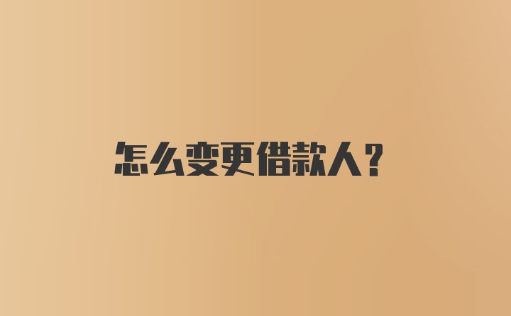 怎么变更借款人？