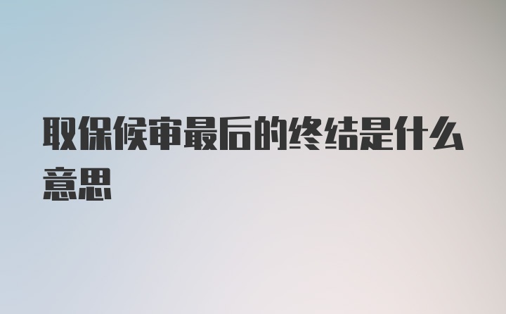 取保候审最后的终结是什么意思