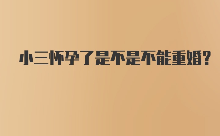 小三怀孕了是不是不能重婚？