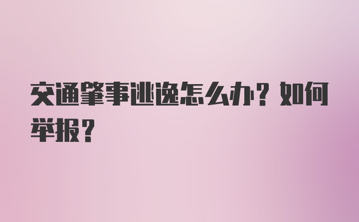 交通肇事逃逸怎么办？如何举报？