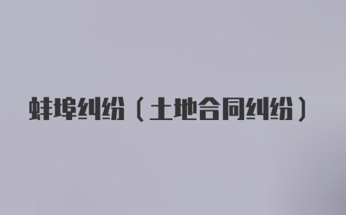 蚌埠纠纷（土地合同纠纷）