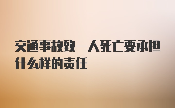 交通事故致一人死亡要承担什么样的责任