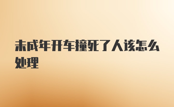 未成年开车撞死了人该怎么处理